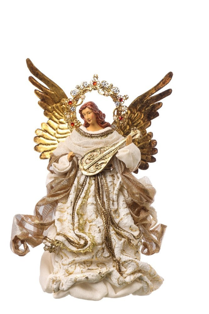Statuina Angelo con mandolino 32cm per presepe