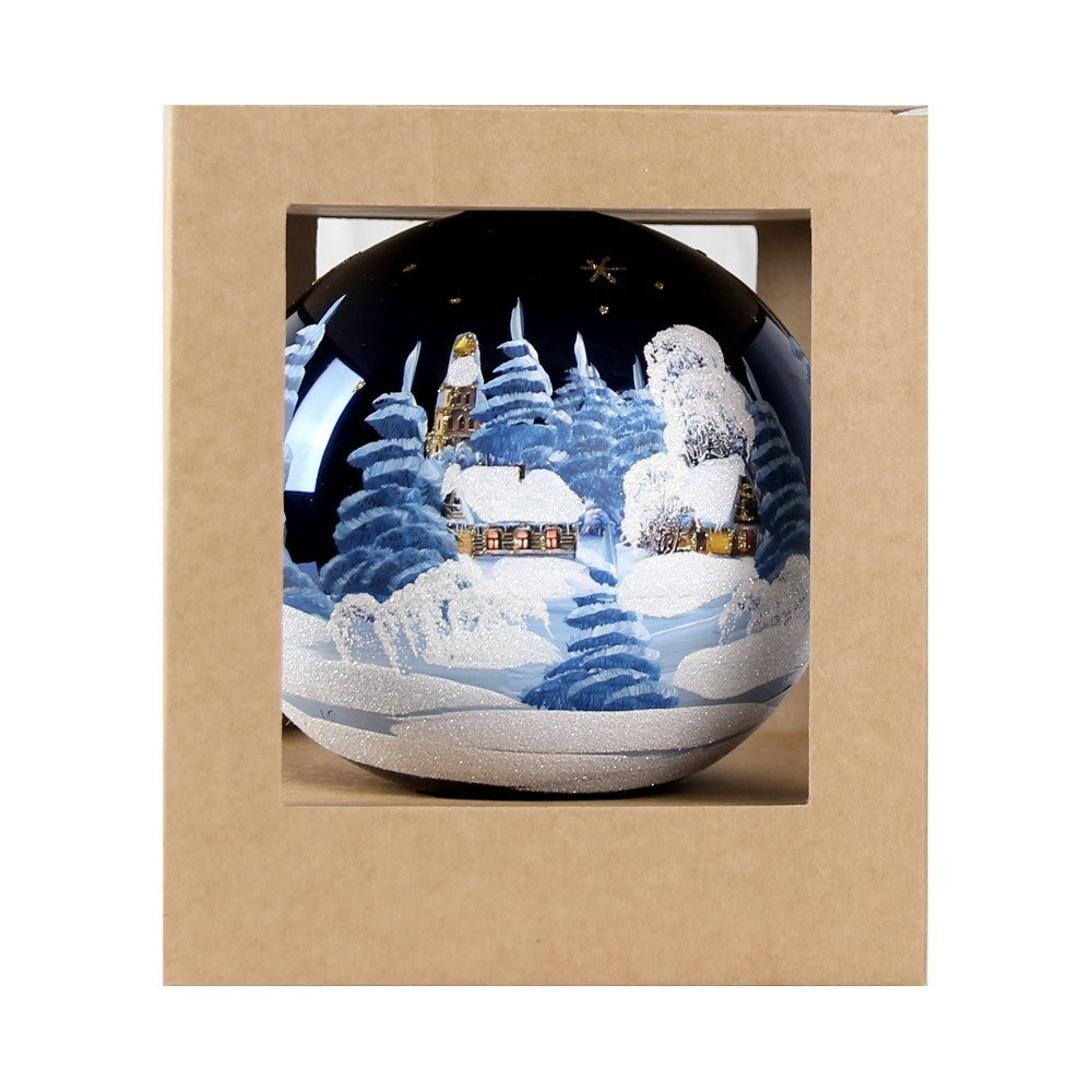 Sfera di vetro decorata a mano 150mm per albero di natale
