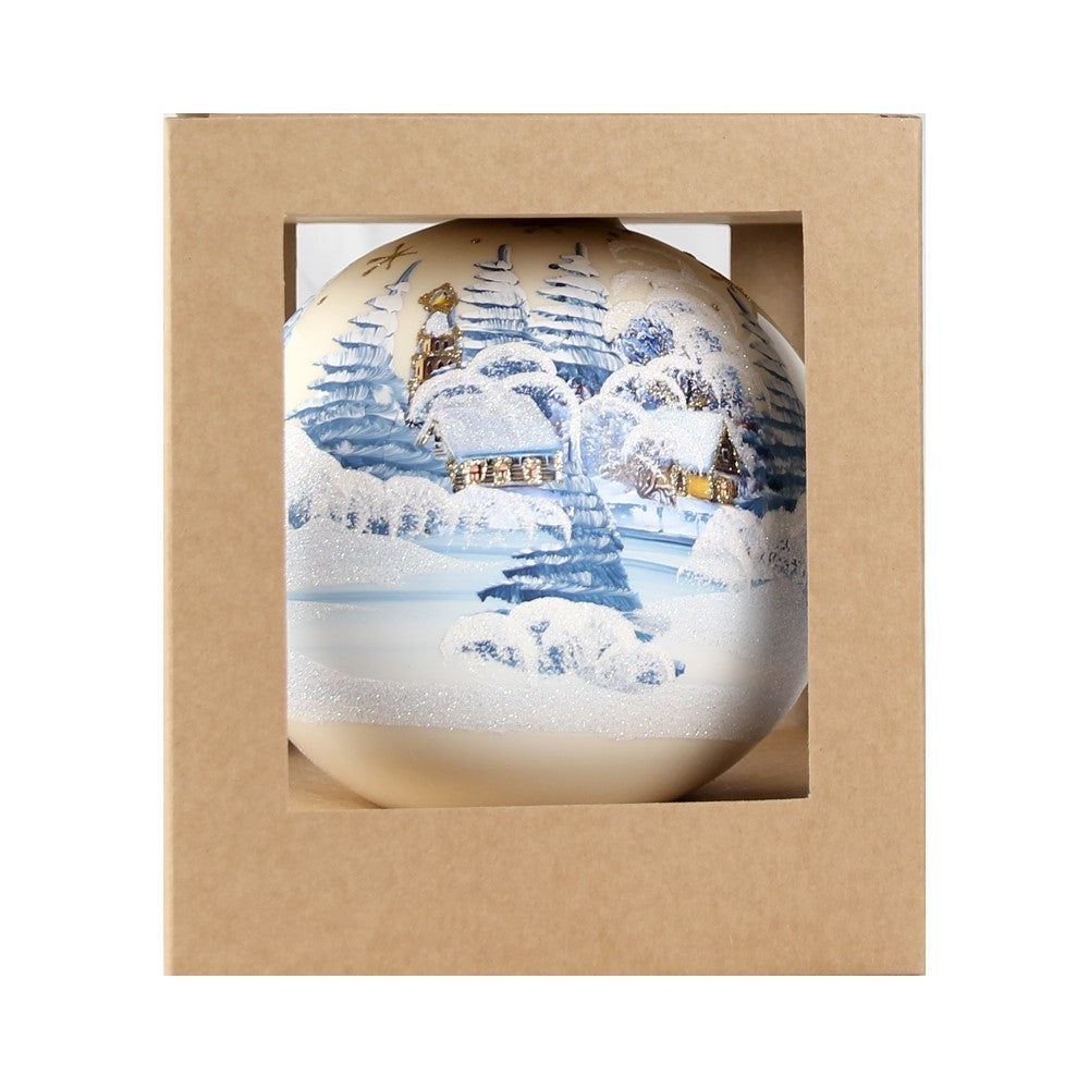 Sfera di vetro decorata a mano ø150mm per albero di natale