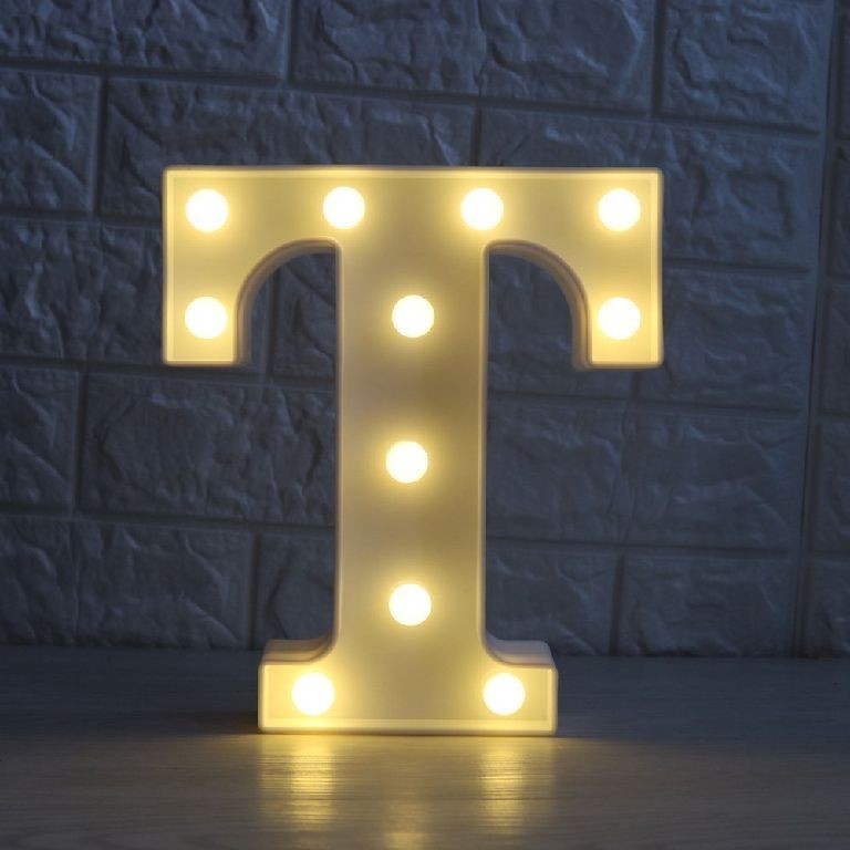 Lettera T luminosa con luci led 16 cm