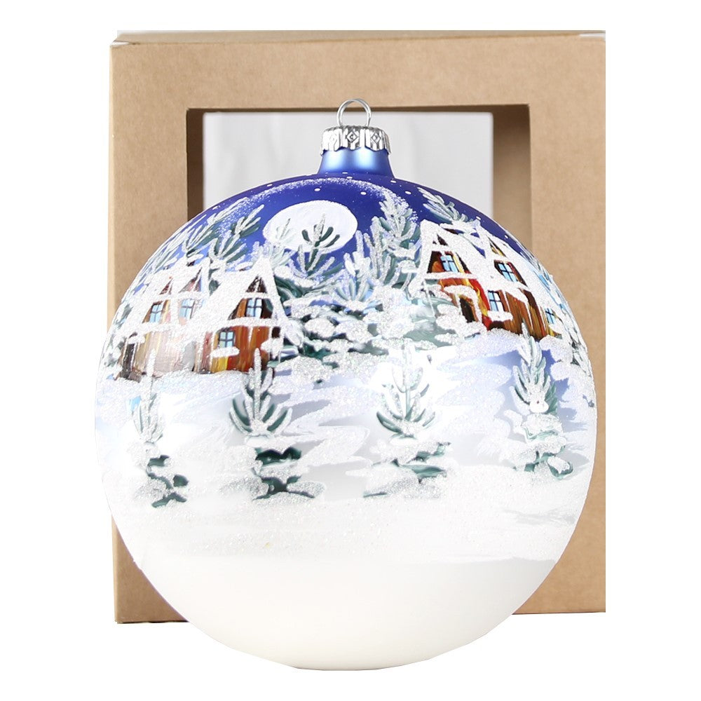 Sfera di vetro decorata a mano 150mm per albero di natale