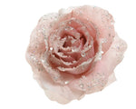 ROSA SU CLIP POLIESTERE LUCCICANTI