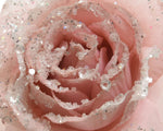 ROSA SU CLIP POLIESTERE LUCCICANTI