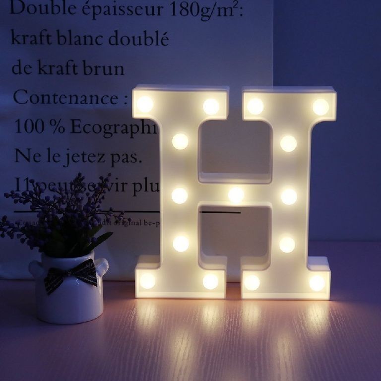 Lettera H luminosa con luci led 16 cm