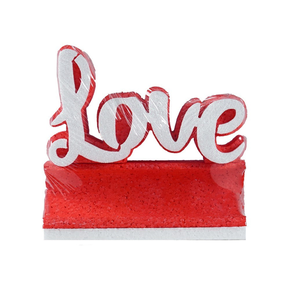 Scritta rossa "Love" in polistirolo porta tubo baci 25 cm