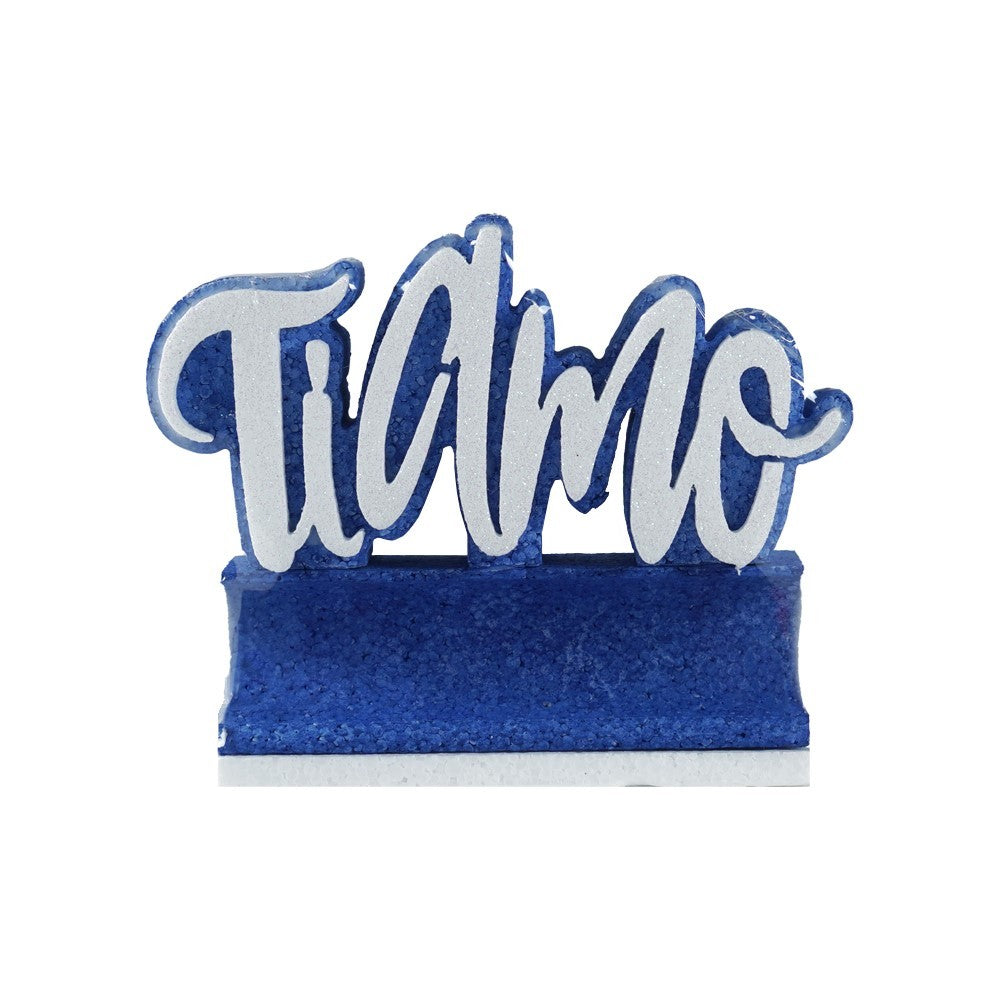 Scritta Blu "Ti Amo" in polistirolo porta tubo baci 25 cm