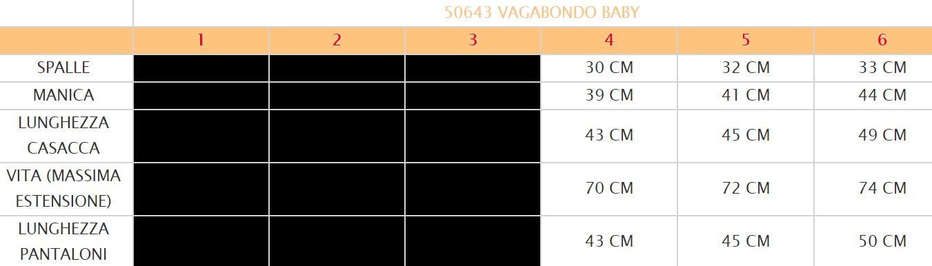 Costume vestito di carnevale Vagabondo da 4 a 6 anni