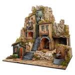 Presepe paesaggistico napoletano artigianale 78X70X50