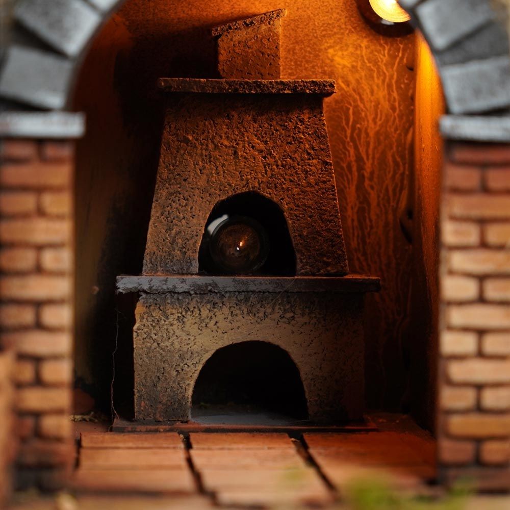 Presepe paesaggistico napoletano artigianale 78X70X50