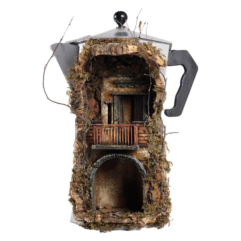Presepe moka media argento statuine 10 cm 40x32x50