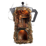 Presepe moka media argento statuine 10 cm 40x32x50