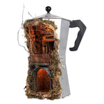 Presepe moka media argento statuine 10 cm 40x32x50