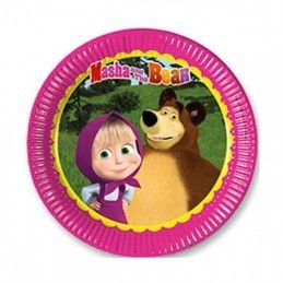 Kit coordinato tavola per festa tema Masha e Orso per 8 persone 38 Pz