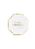 Piatti di carta 19cm Happy BirthDay White 8pz