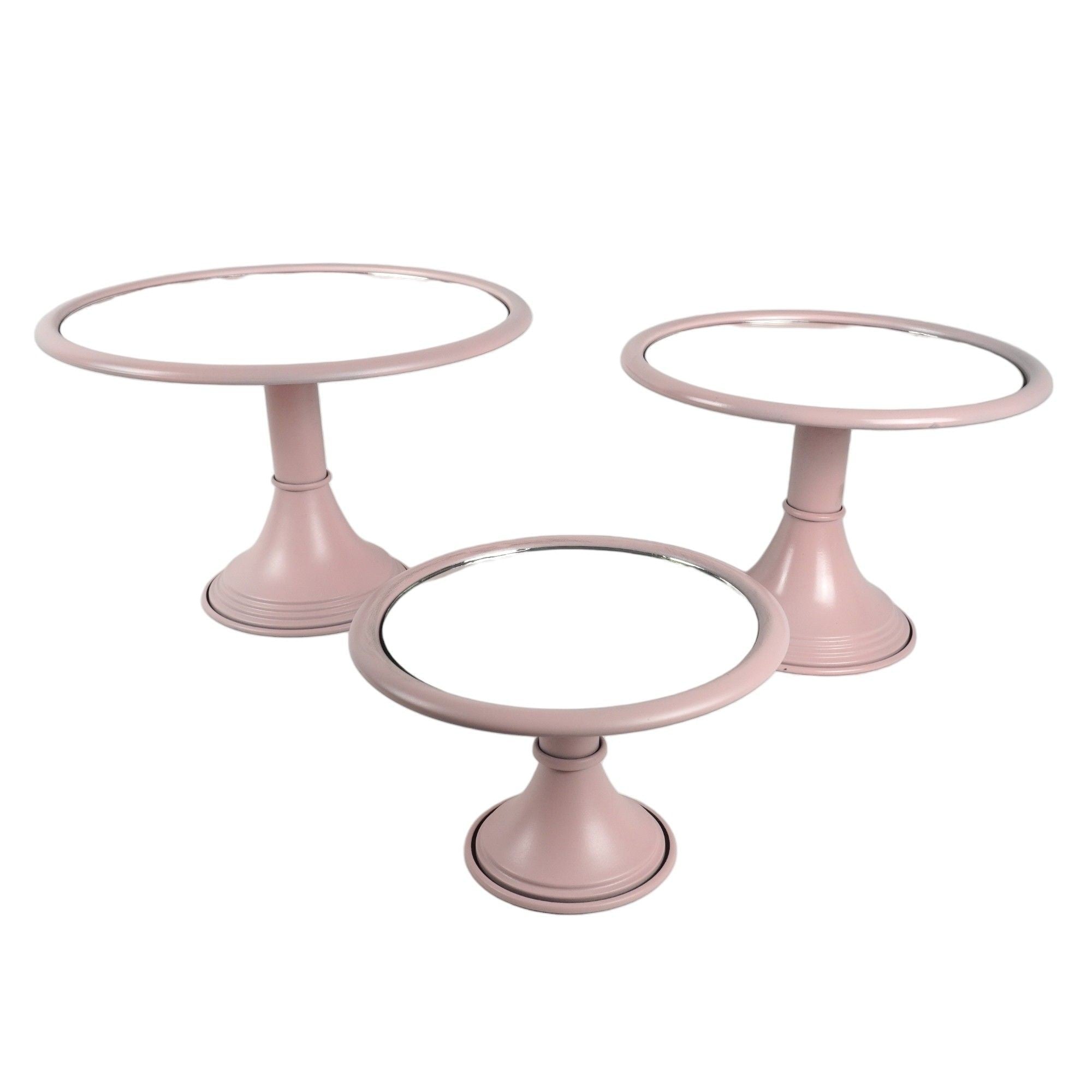 Tris alzatine Rosa con specchio