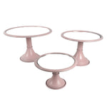 Tris alzatine Rosa con specchio