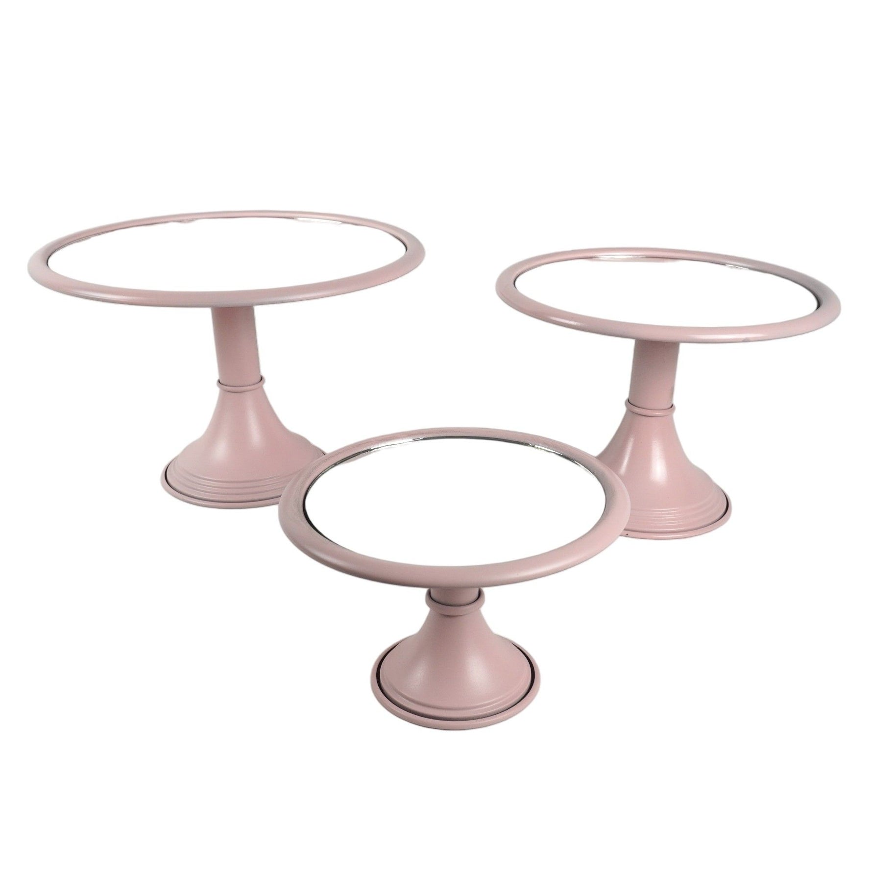 Tris alzatine Rosa con specchio