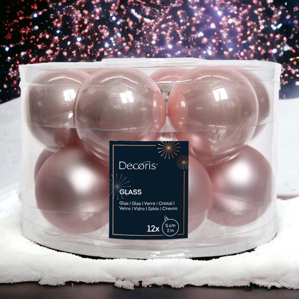 Sfere Palline in vetro smalto, mix opaco D.5cm rosa cipria