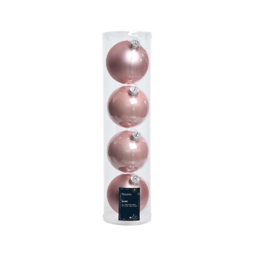 Sfere Palline vetro smalto, mix opaco D.10cm rosa cipria