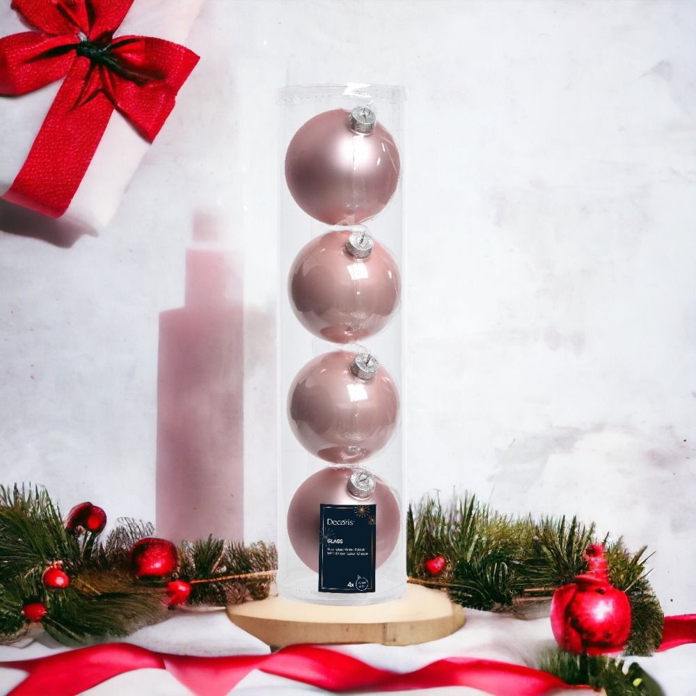 Sfere Palline vetro smalto, mix opaco D.10cm rosa cipria