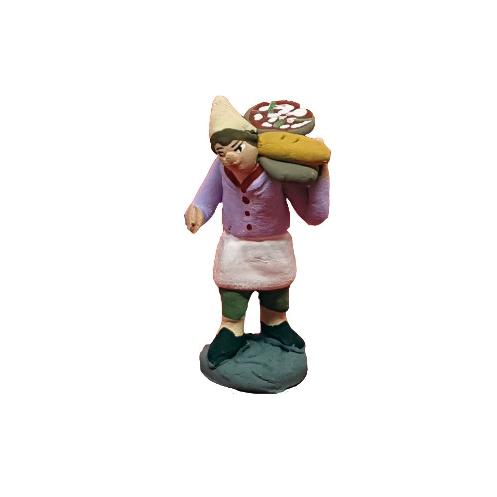 Pastore statuina Pizzaiolo con spasella 4cm di terracotta per presepe