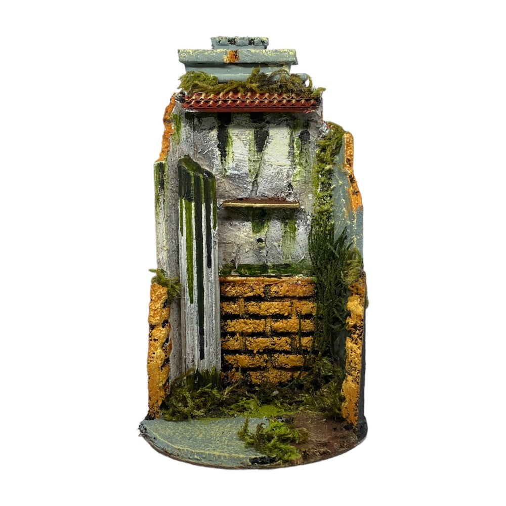 Tempio presepe 10x20 cm con finestra in sughero per campana