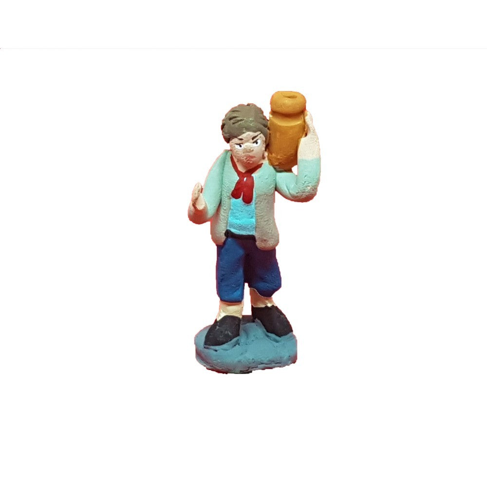 Pastore statuina uomo con brocca 4cm di terracotta per presepe