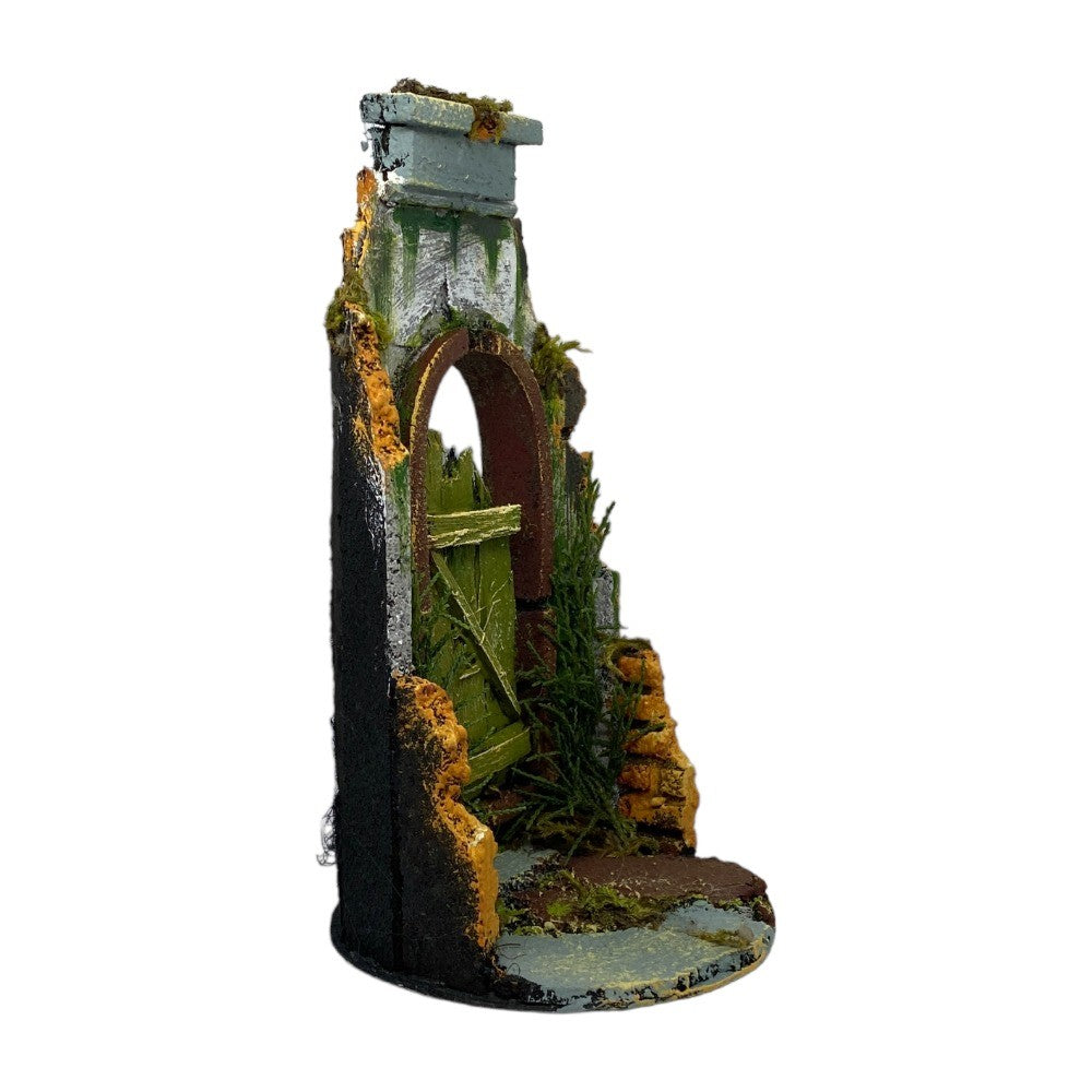 Tempio presepe 10x20 cm con porta in sughero per miniatura