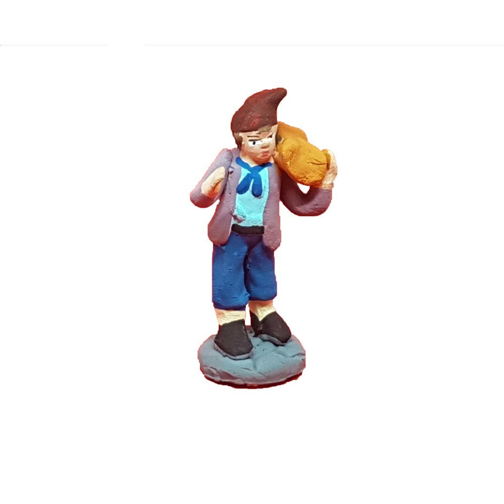 Pastore statuina Uomo con farina 4cm di terracotta per presepe