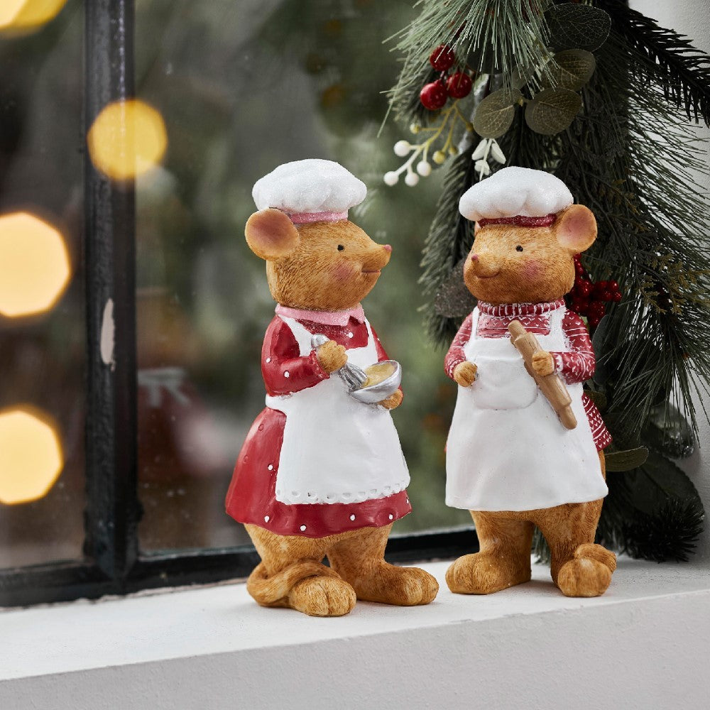 Topini in poliresina a tema pasticceria di babbo natale 1 PZ