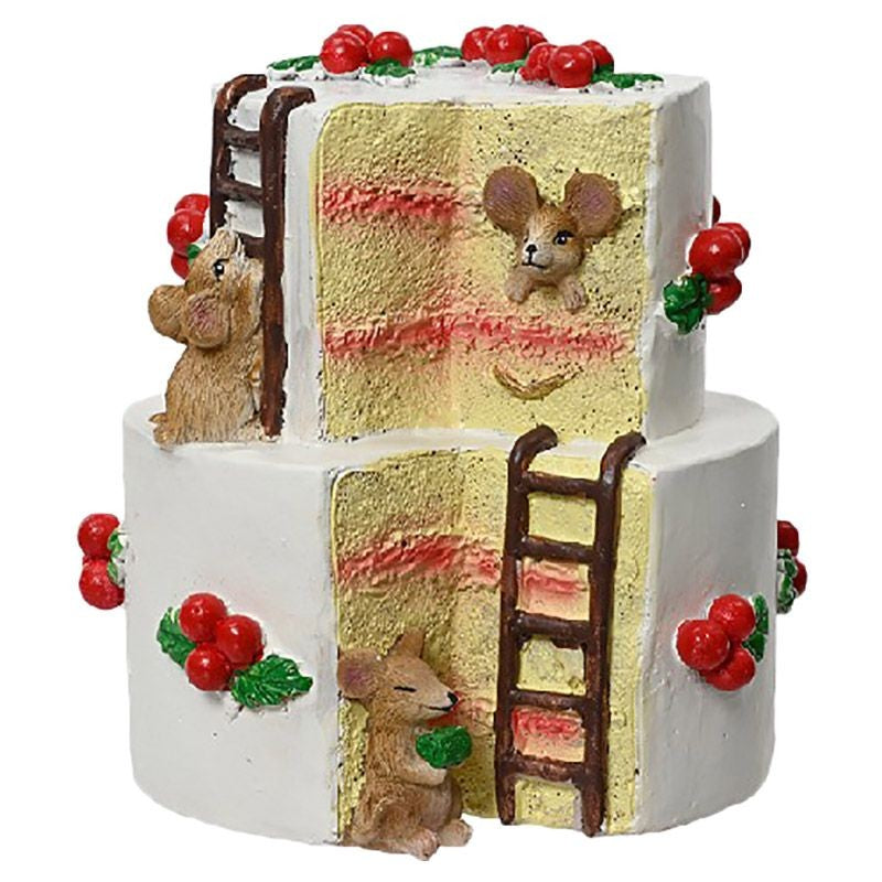 Torta in poliresina con topini a tema pasticceria di babbo natale 14x15