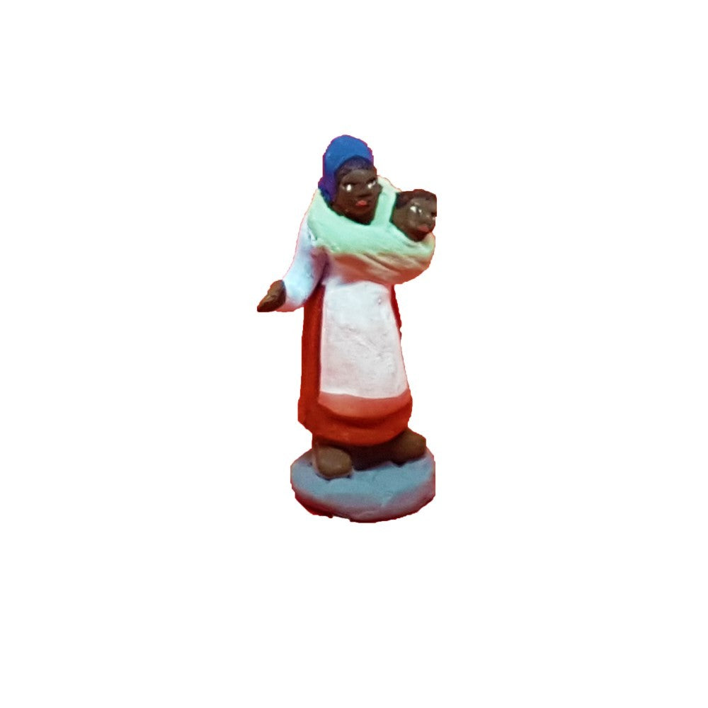 Pastore statuina Zingara con bimbo 4cm di terracotta per presepe