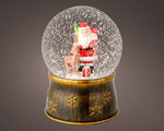 Sfera di vetro Luminosa con neve con Babbo Natale e renna