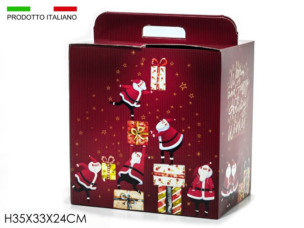 Scatolo regalo natalizia decorata con maniglia 33X24XH35