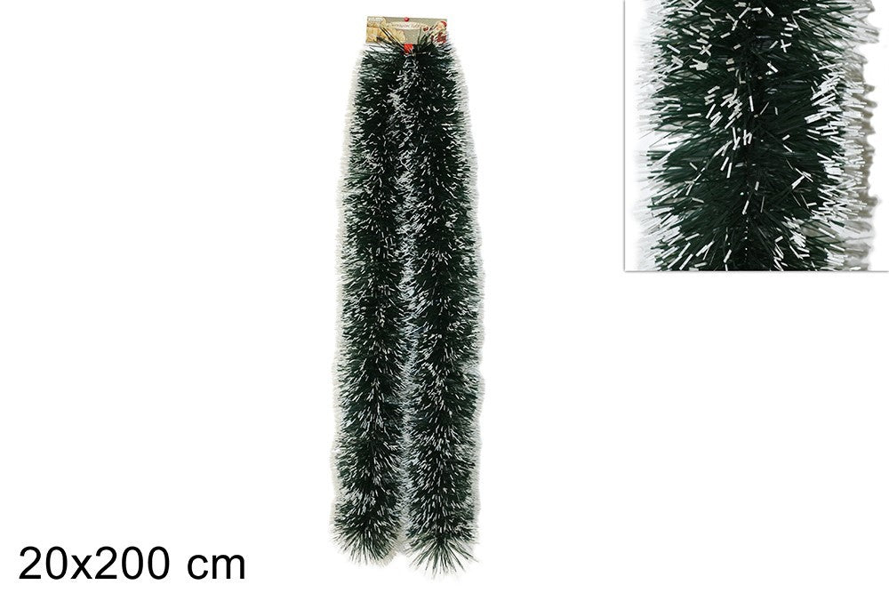 Ramone natalizio morbido verde innevato 200 cm