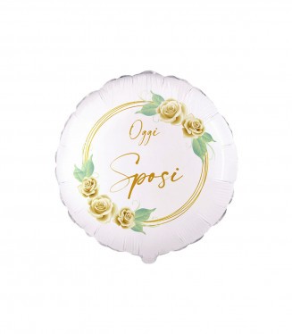 Palloncino 18"45cm Oggi Sposi Rose Bianche