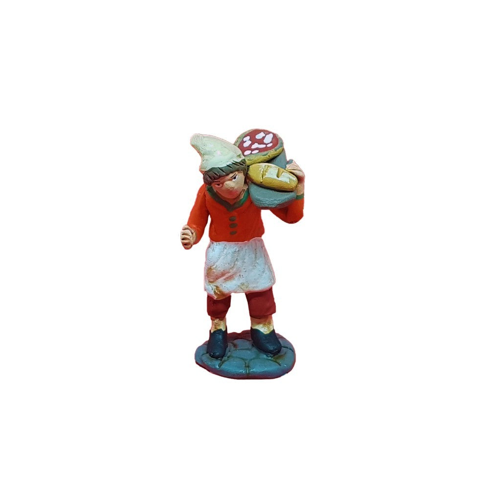 Pastore statuina Pizzaiolo con spasella 7cm di terracotta per presepe