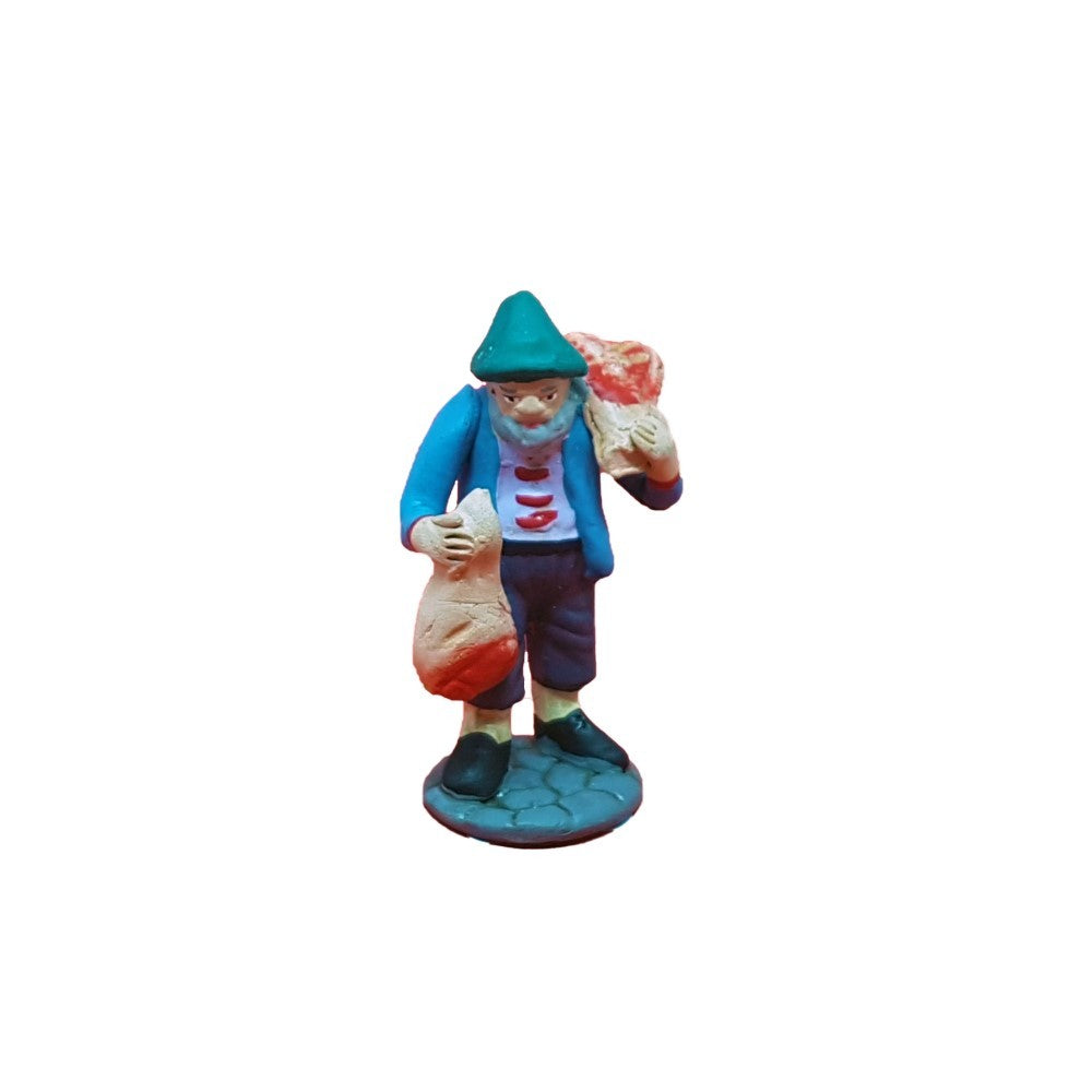 Pastore statuina Uomo con carne 7cm di terracotta per presepe