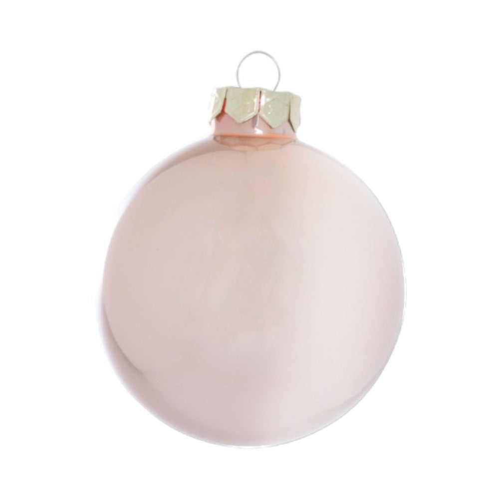Sfere palline 80 mm rosa pesca in vetro per albero 16 pz
