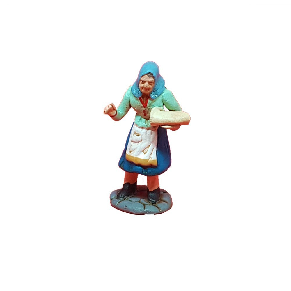 Pastore statuina Vecchietta con straccio 7cm di terracotta per presepe
