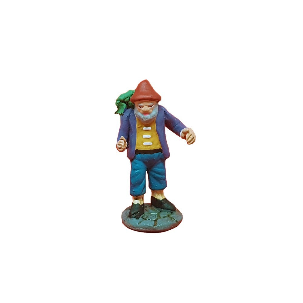 Pastore statuina Vecchio con erba in spalla 7cm di terrcotta per presepe
