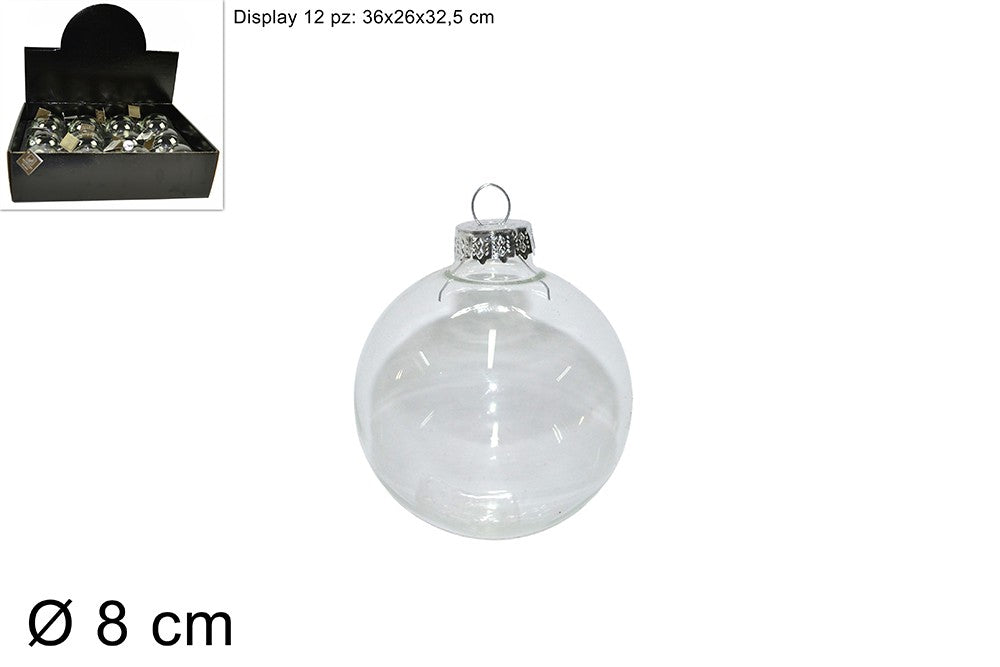 Sfera pallina di vetro trasparente diametro 8 cm