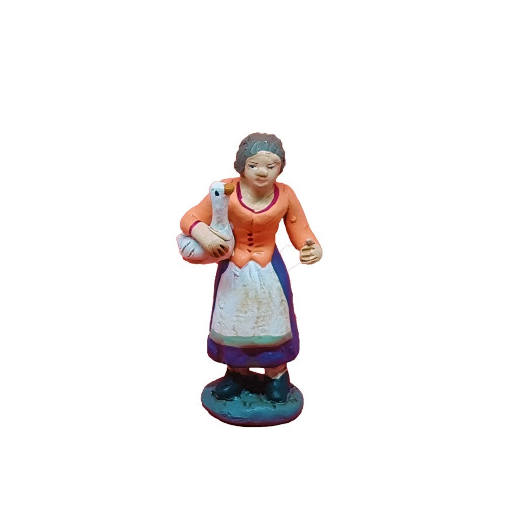 Pastore statuina Donna con oca 10cm di terracotta per presepe