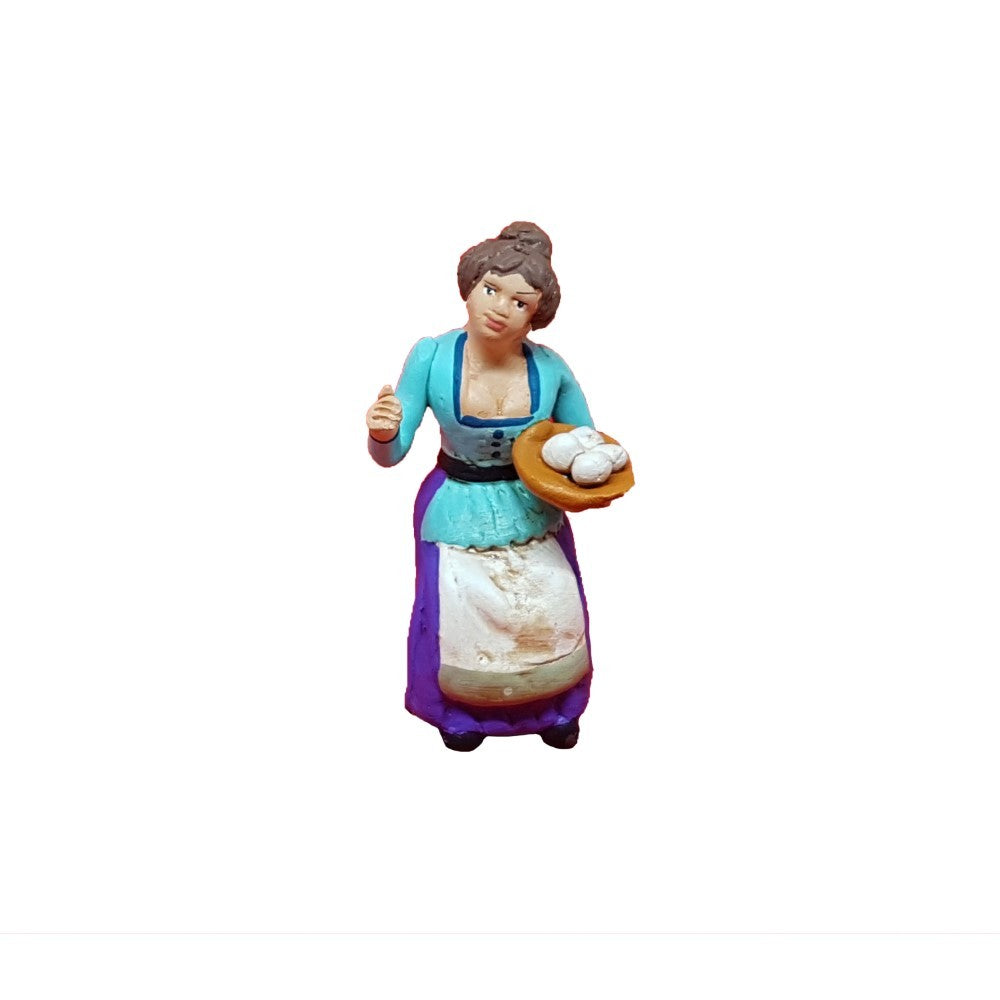 Pastore statuina Donna con uova 10cm di terracotta per presepe