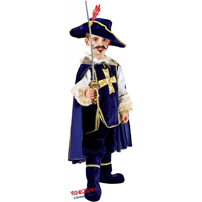 Costume vestito di carnevale Moschettiere in velluto da 7 a 10 anni
