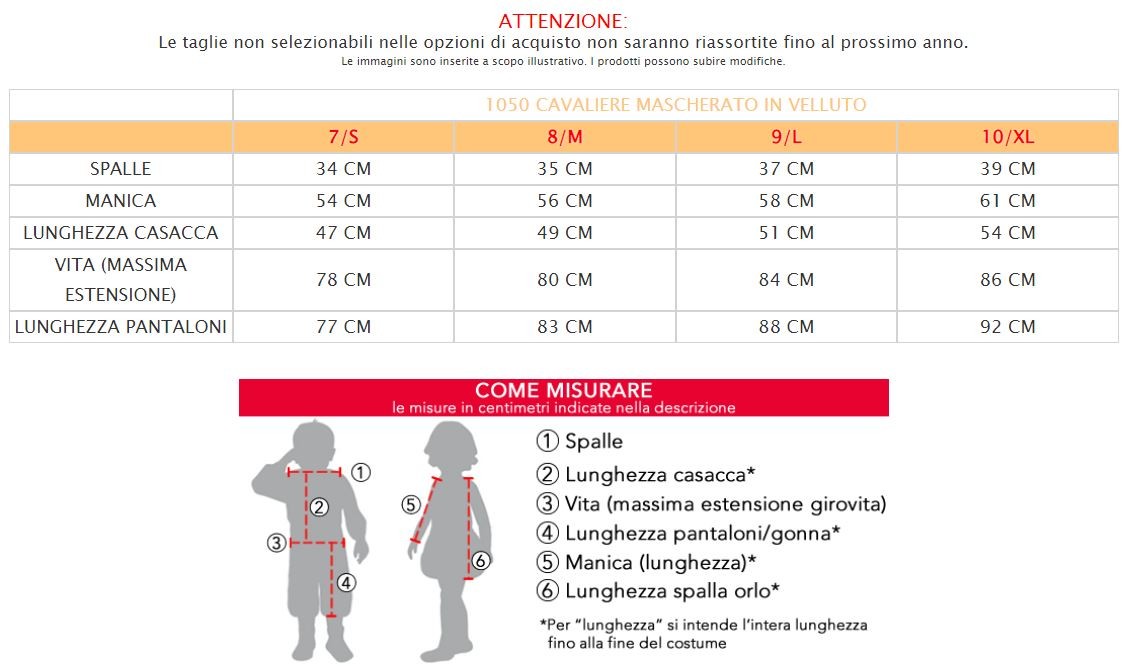 Costume vestito di carnevale Cavaliere Mascherato Zorro da 7 a 10 anni