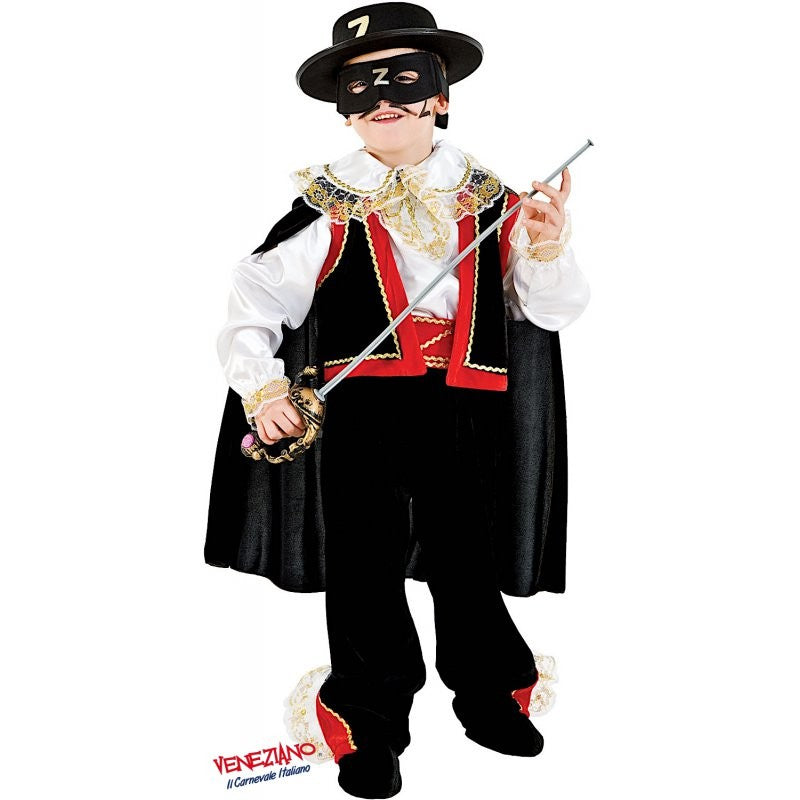 Costume vestito di carnevale Cavaliere mascherato in velluto da 3 a 6 anni