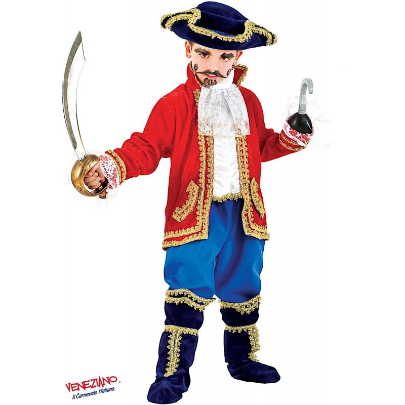 Costume vestito di carnevale Capitano uncino da 7 a 10 anni