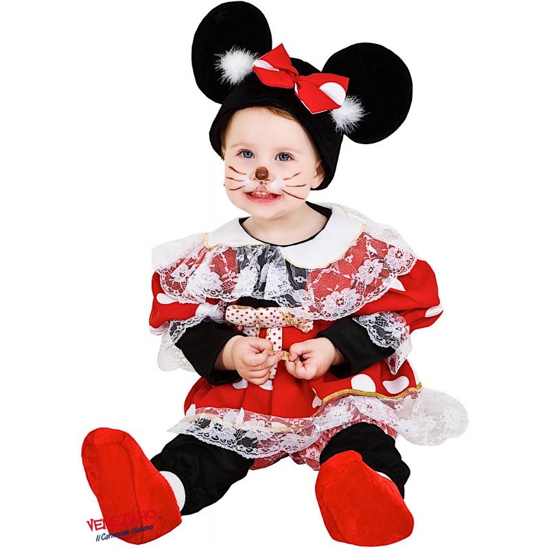 Costume vestito di carnevale Topoletta da 0 a 3 anni
