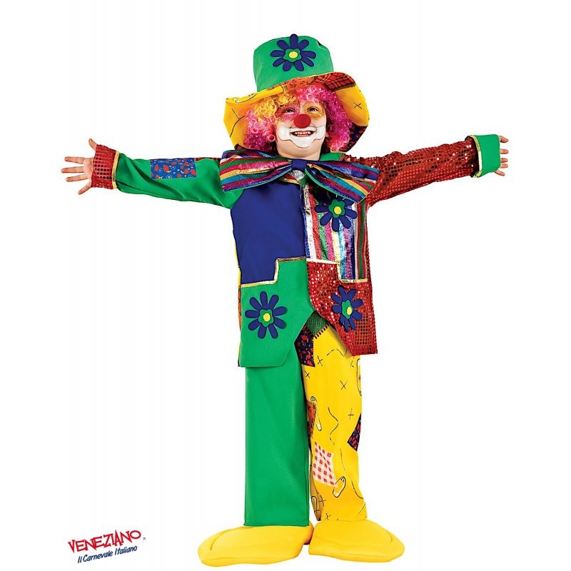 Costume vestito di carnevale Pagliaccio da 7 a 10 anni